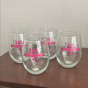 Kentucky Derby Stemless Wine Glasses Set of 4 (2014) Churchill Downs 140th